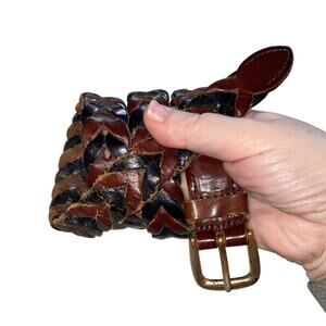 Vintage Canterbury Braided bicolor Leather Belt Brown Black Size 34 Taiwan ROC